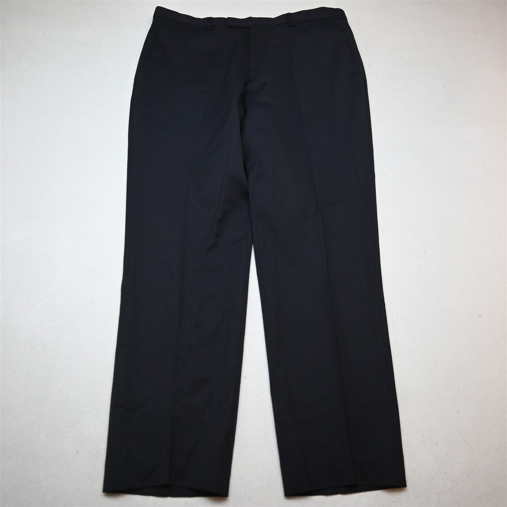 Hugo Boss 34x30 Navy Blue Striped 100% Wool The James/Sharp2 WE Dress Mens Pants